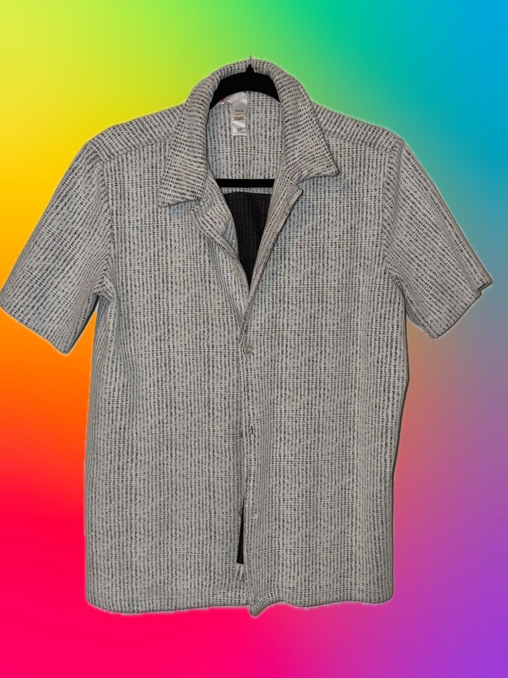 Men's Short-Sleeve Knit Polo - Gray Textured